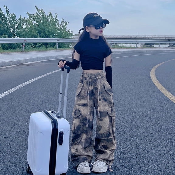 Unisex Child Cargo Pant Boys Pants Stretchy Relaxed Multi Pocket Travel Pants Boys Fashion 5-6 Years