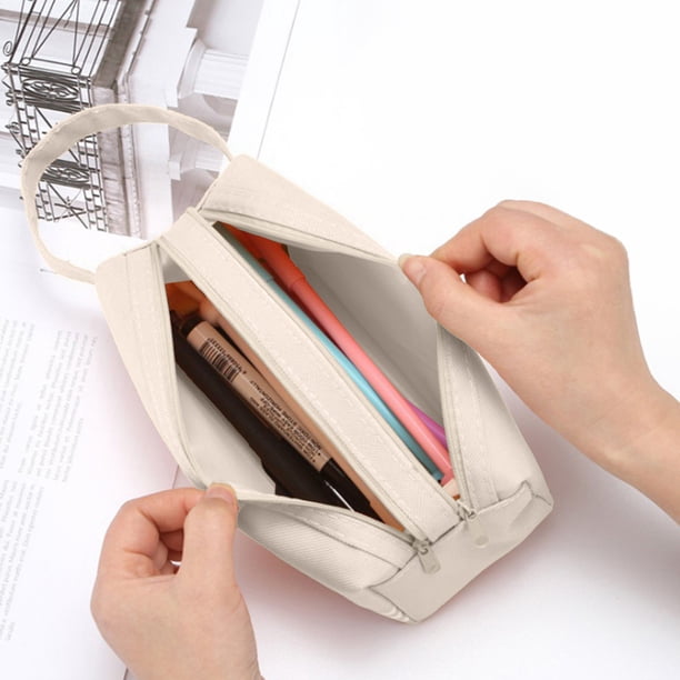Estuche Oxford de tela de doble capa con doble tirador, fácil de usar, portátil y de gran capacidad, con cremallera, para estudiantes de primaria y secundaria. Estuches Oxford.