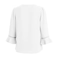 thumbnail image 4 of ClodeEU Women's Solid Color V Neck Flare Sleeve 3/4 Sleeve Blouse, Elegant Casual Summer Shirt White,Women's Plus M, 4 of 8