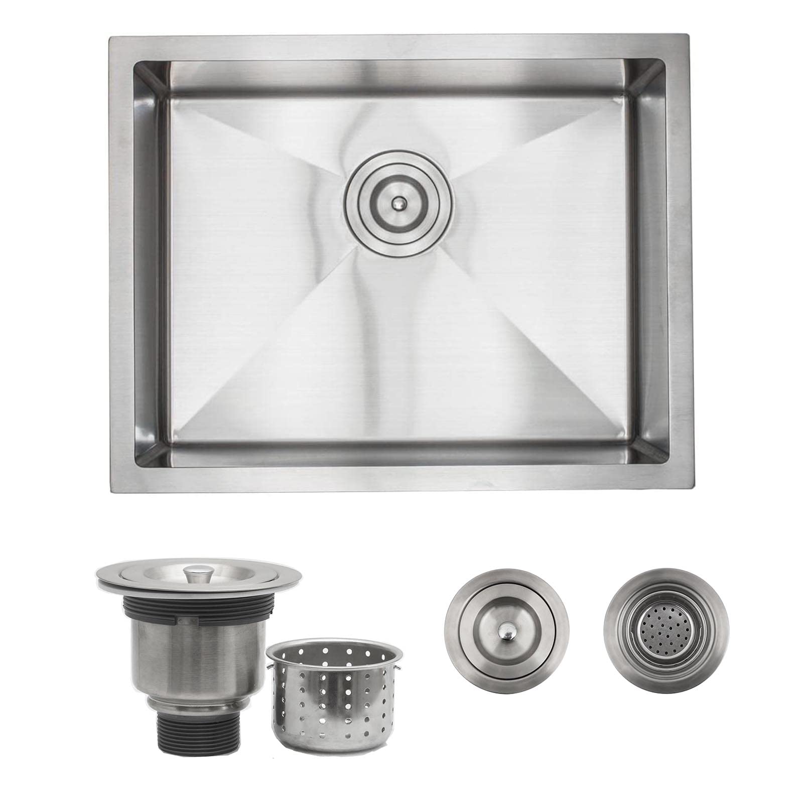 Strictly Sinks 23 Inch Undermount Kitchen Sink 16 Gauge Tight Radius Stainless Steel Sink with