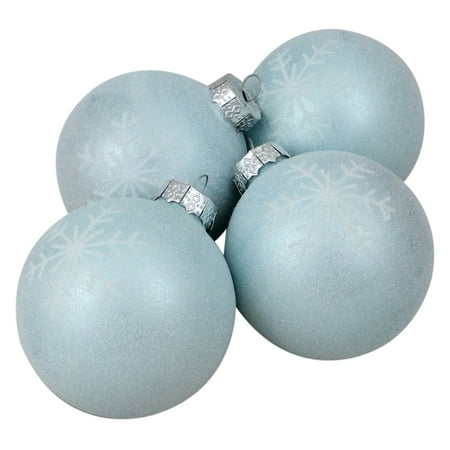 - Northlight Blue and White Snowflake Glass Ball Christmas Ornament - Set of 4