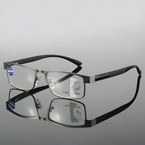 GJX Rectangular Business Progressive Reading Glasses 1.5 for Men Metal Spring Hinge Temple Readers,Gunmetal Classic Presbyopic Sunglasses  1.50