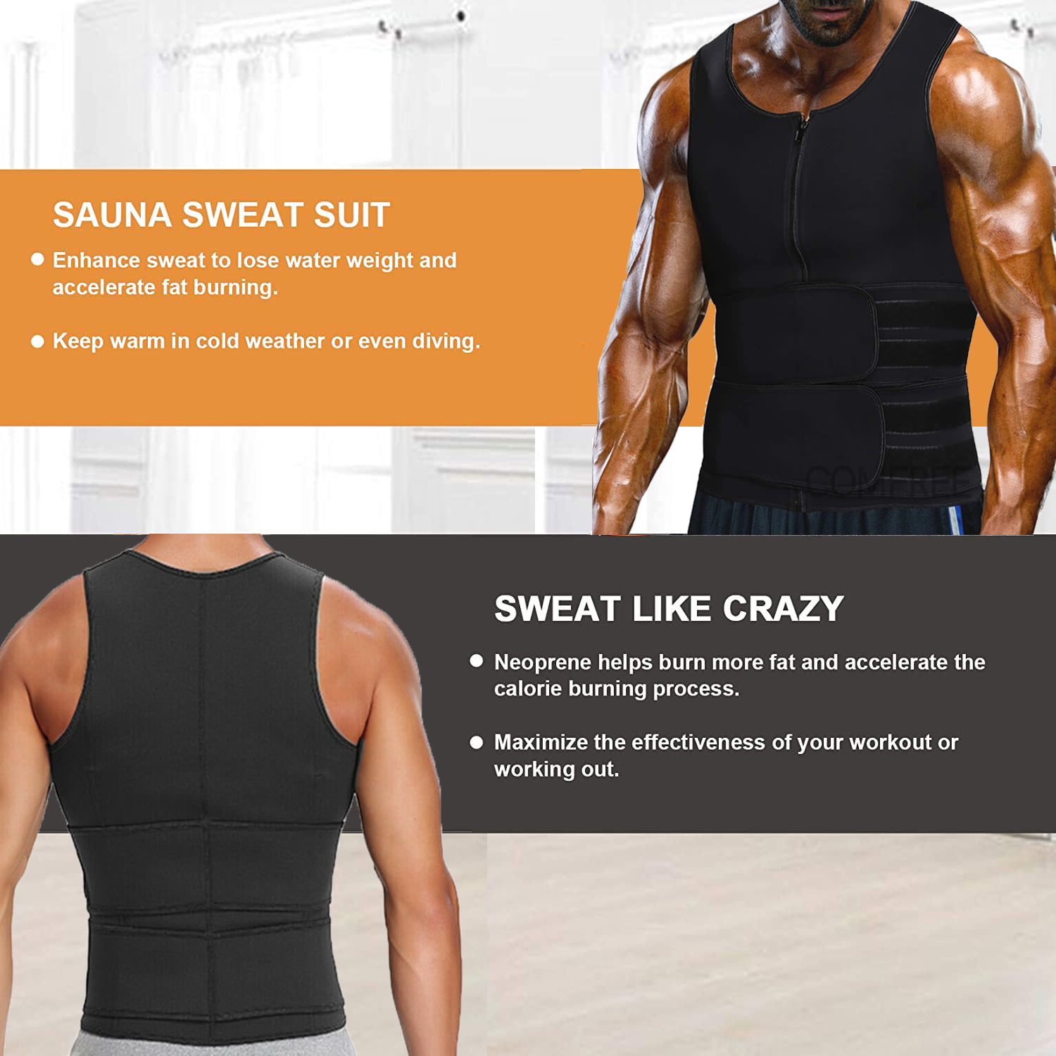 Men's Tank Top Anti Slip Clothing Sweatproof Clothing Fitness Sports Tight  Speed Sweatwicking Body Shaping Clothing Sauna Suit