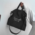 thumbnail image 5 of Bolso de pana para mujer, nuevo bolso de mano de estilo universitario Retro con letras bordadas literarias, bolso de mano diagonal de un hombro, bolso grande (gris) JAMW Sencillez, 5 of 5