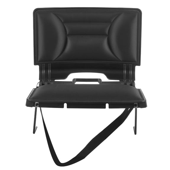 Folding Stadium Seat with Back Support Thick Cushion Shoulder Strap Cup Holder Side Pocket Lycra PP Material