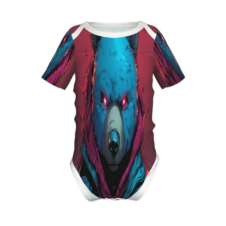 

Yiaed Neon Cyberpunk Blue Bear Print Infant Climbing Short Sleeve Onesie One-Piece Baby Bodysuit Clothes 0-12 Months -2 Years