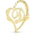 thumbnail image 1 of Floreo 10k Yellow Gold A-Z Cursive Letter and Heart Initial Ring, Large Heart (1.1"), 1 of 5