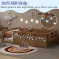 thumbnail image 5 of Montessori Floor Bed with High Rails, LED Lights & Storage Shelf, Safe & Wider Opening Gate Design, Twin Size Floor Bed for Boys & Girls, Natural, 5 of 9