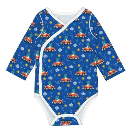 

Matuu Dinosaur Driving for Baby Long-Sleeve Bodysuit Soft Cotton Comfortable and Breathable Perfect for Newborns and Infants