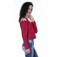 thumbnail image 6 of Moomaya Womens Cold Shoulder Short Top Solid Full Sleeves Summer Tee Tops, 6 of 7