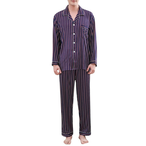 Xzngl Long Sleeve Mens Casual Spring Stripe Printing Long Sleeved Comfortable Home Pyjamas Set Purple