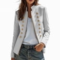 thumbnail image 2 of Maqroz Napoleon Jacket for Womens Stand Collar Long Sleeve Double Breasted Outerwear Gold Decor Buttons Tailored Structured Dressy Jacket for Evening Occasions, 2 of 7