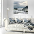 thumbnail image 2 of Designart Waves in Lerici Beach Italy - Seascape Throw Pillow - 18x18, 2 of 4
