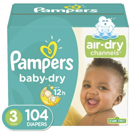 Pampers Baby-Dry Diapers Size 3 104 Count (Best Nappies For Newborns Uk)