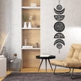 thumbnail image 4 of 7 Pcs Boho Moon Wall Decor Moon ase Wall Hanging Display Nordic Wood Wall Art Leaf Hollow Home Decoration Wall Mounted Decal Ornament for Bedroom Living Room Apartment 31x6.2 Inch, 4 of 9