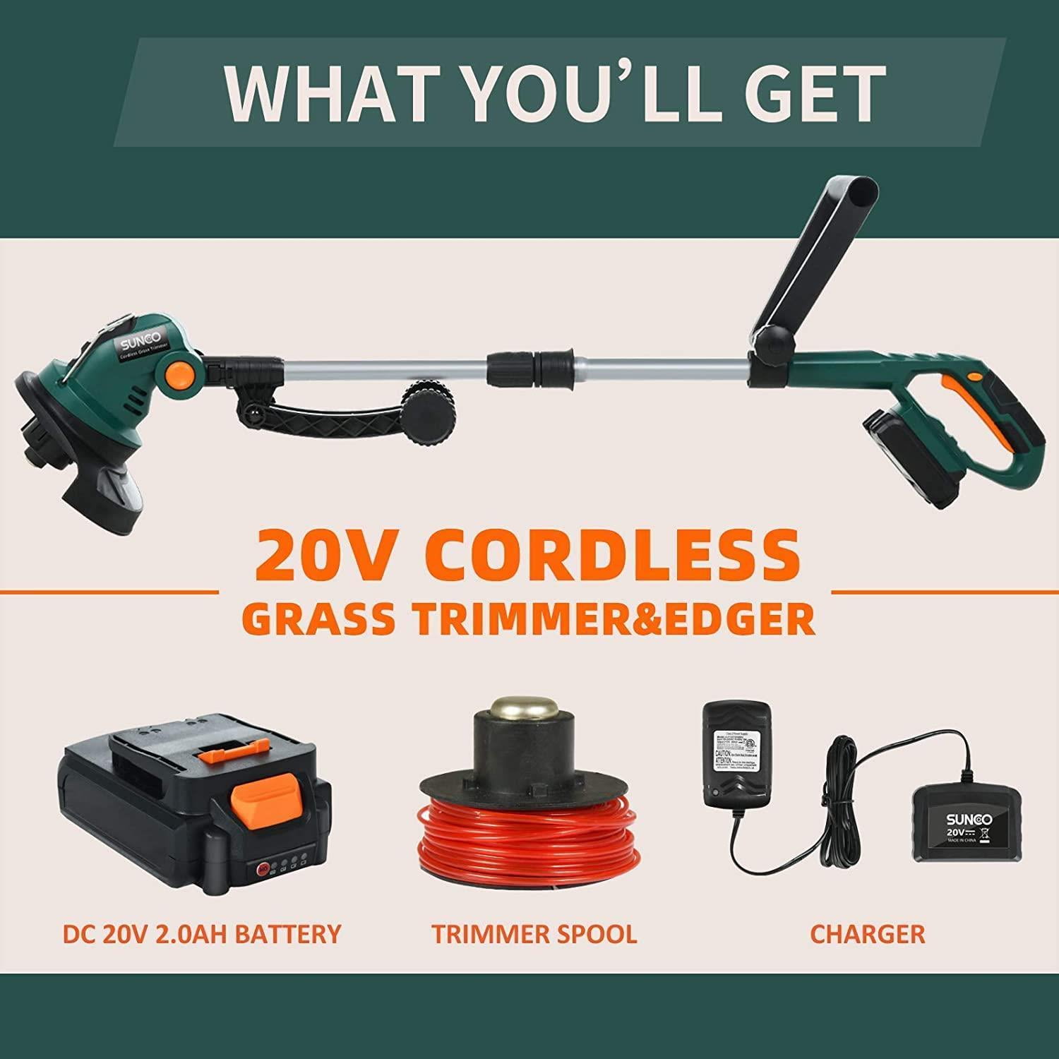 UBesGoo Cordless String Trimmers, 2 in 1 Cordless Trimmer Edger, Battery & Charger Included, 12 Inch