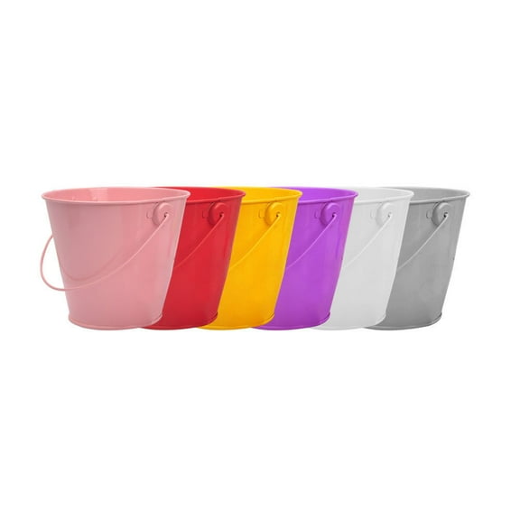 MLINS 6 Pcs Containers Candy Colored Iron Bucket Small Plants Buckets 6pcs