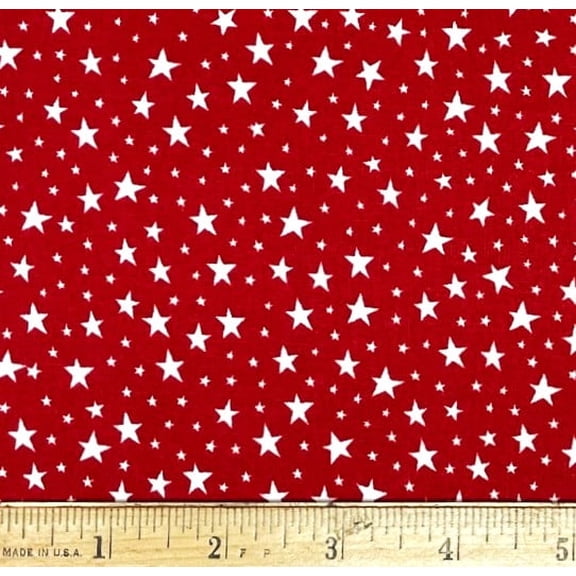 1/2 Yard - Mini White Stars on Red Cotton Fabric (Great for Quilting, Sewing, Craft Projects, Throw Pillows & More) 1/2 Yard X 44" Wide