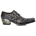 thumbnail image 2 of NEW ROCK 7960-S8 Shoe EMBOSSED VINTAGE Black Leather Buckle Steel Heel Shoes 39, 2 of 6