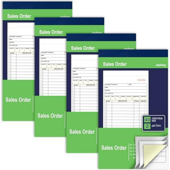 4 Pack Receipt Book, 4.17inx7.2in Receipt Book with Carbon Copies, 2-Part Carbonless(White and Yellow), 40 Sets Per Book, Order Book for Small Business$$
