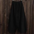 thumbnail image 1 of Pantalons Larges en Coton et Lin Style Bloomers Longueur Complète Pantalons Élégants Unis Élastiques, 1 of 6