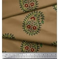 thumbnail image 2 of Soimoi Brown Cotton Voile Fabric Leaves,Floral & Paisley Block Print Fabric by the Yard 56 Inch Wide, 2 of 3