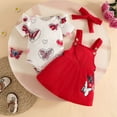 thumbnail image 4 of Wxirdiow Baby Girl Outfit Infant Baby Girl Ribbed Ruffle Romper Bodysuit Heart Embroidery Denim Suspender Skirt Dress Red Size,6-9 Months, 4 of 5