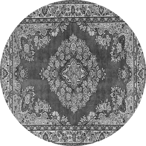 Ahgly Company Indoor Round Medallion Gray Traditional Area Rugs, 4' Round