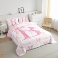 thumbnail image 3 of Pink Bow Comforter Set Full Size,Princess Style Bowknot Love Hearts Girly Fairy Bedding Set Young,Initial Letter B Chic Romantic Down Comforter,Kawaii Pink,3 Pcs 2 Pillowcases, 3 of 6