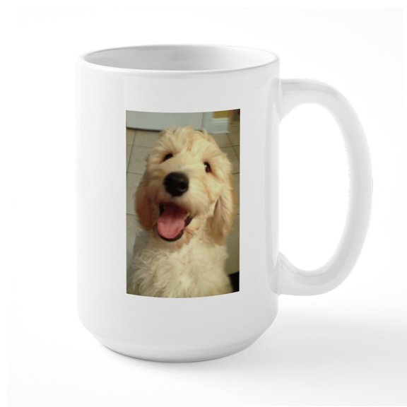 CafePress - Happy Goldendoodle Mugs - 15 oz Ceramic Large White Novelty Mug