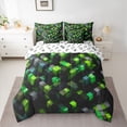 thumbnail image 2 of Castle Fairy Black Green Grid Twin Bedding Sets,Futuristic Cubes Bedding Comforter Set, 2 of 8