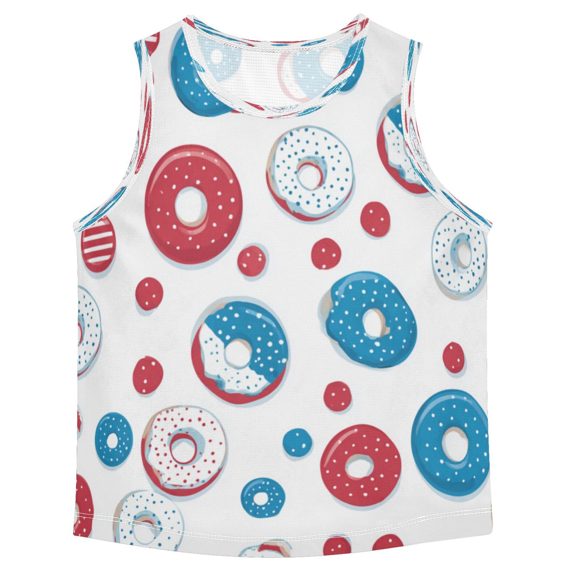 Boys Athletic Quick Dry Tank Tops Boys Sleeveless T-Shirts Kids Running Vest Cute Doughnuts Pattern 4T
