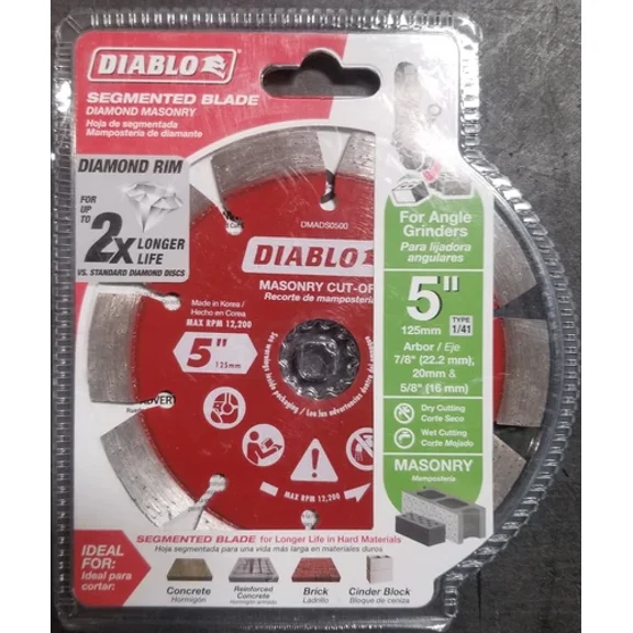 Diablo Dmads0500 Diamond Segmented Cut-Off Disc For Masonry, 5"