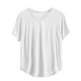 thumbnail image 5 of Outfmvch Womens Going Out Tops Graphic T-shirts Womens Flowy Summer Tops Womens Gauze Tops and Blouses Women Short Sleeve Blouse Ribbed Short Sleeve Tops for Women Cotton Boho Tops for Women White 5XL, 5 of 5
