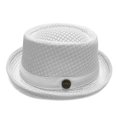 thumbnail image 4 of FKMJH Unisex Breathable Mesh Fedora Hat Summer Wide Brim Sun Beach Panama Hat Packable Lightweight Short Brim Adjustable Travel Hat White,One Size, 4 of 8