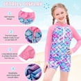 thumbnail image 3 of Marendyee Girls Mermaid Swimming One Piece Ariel Swimsuits for Toddler Long Sleeve Mermaid Scales Swimwear UPF 50 Sun Protection with Zipper 110 cm 3-4 Years, 3 of 15