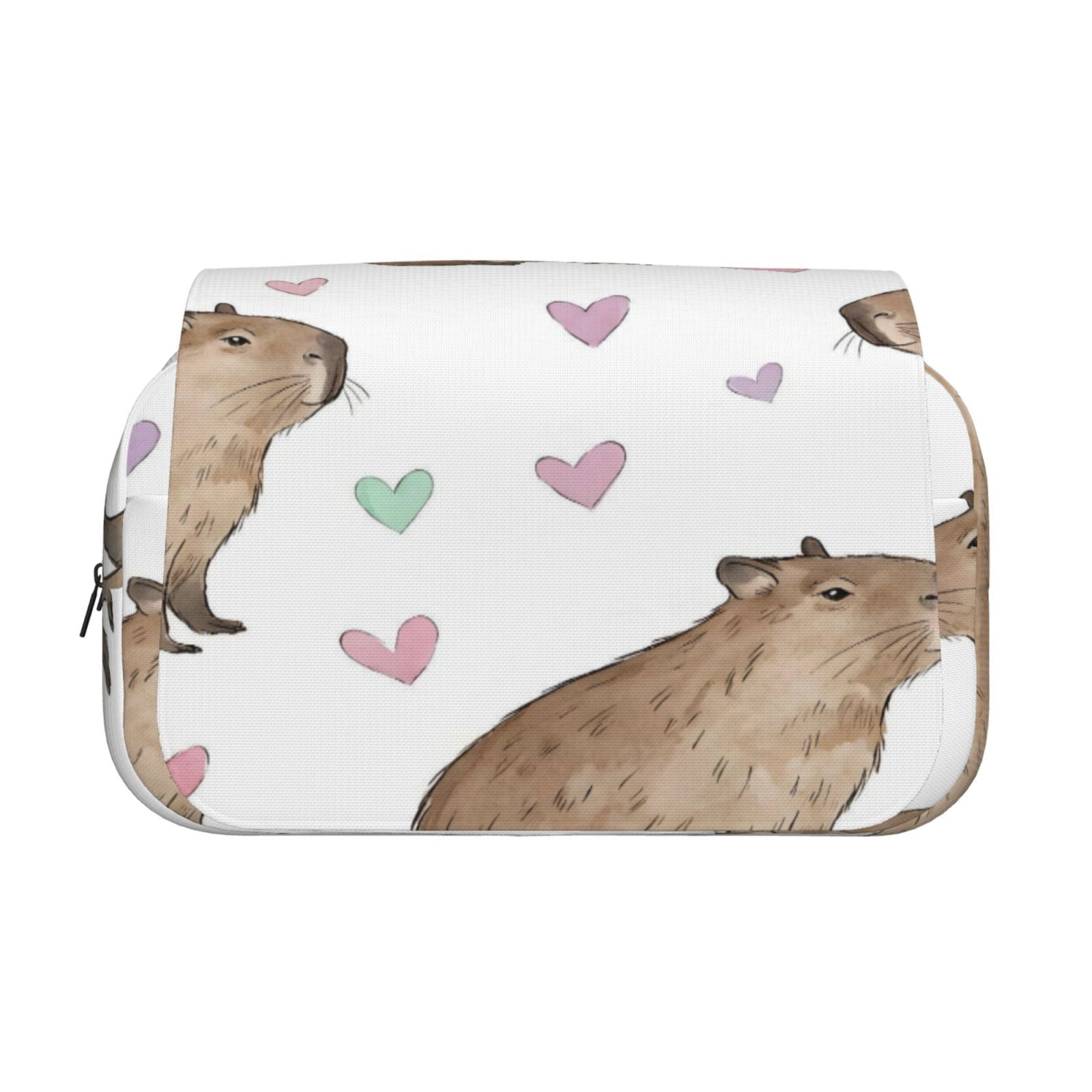 Large-Capacity Flip-Top Double-Layer Pencil Case, Multi-Functional Pocket Pen Case, Durable Stationery Organizer Capybara Heart Pattern (3)