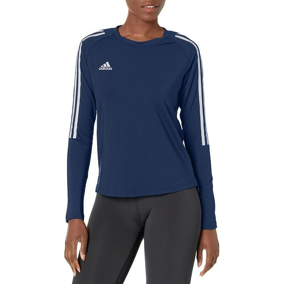 Adidas TEAM NAVY BLUE/WHITE Women's Hi Low Jersey Long Sleeve, US Medium