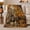 Turkeys With Cart, variant on Printed Flannel Throw Blanket with Rustic Thanksgiving Turkey Harvest Scene Autumn Thanksgiving