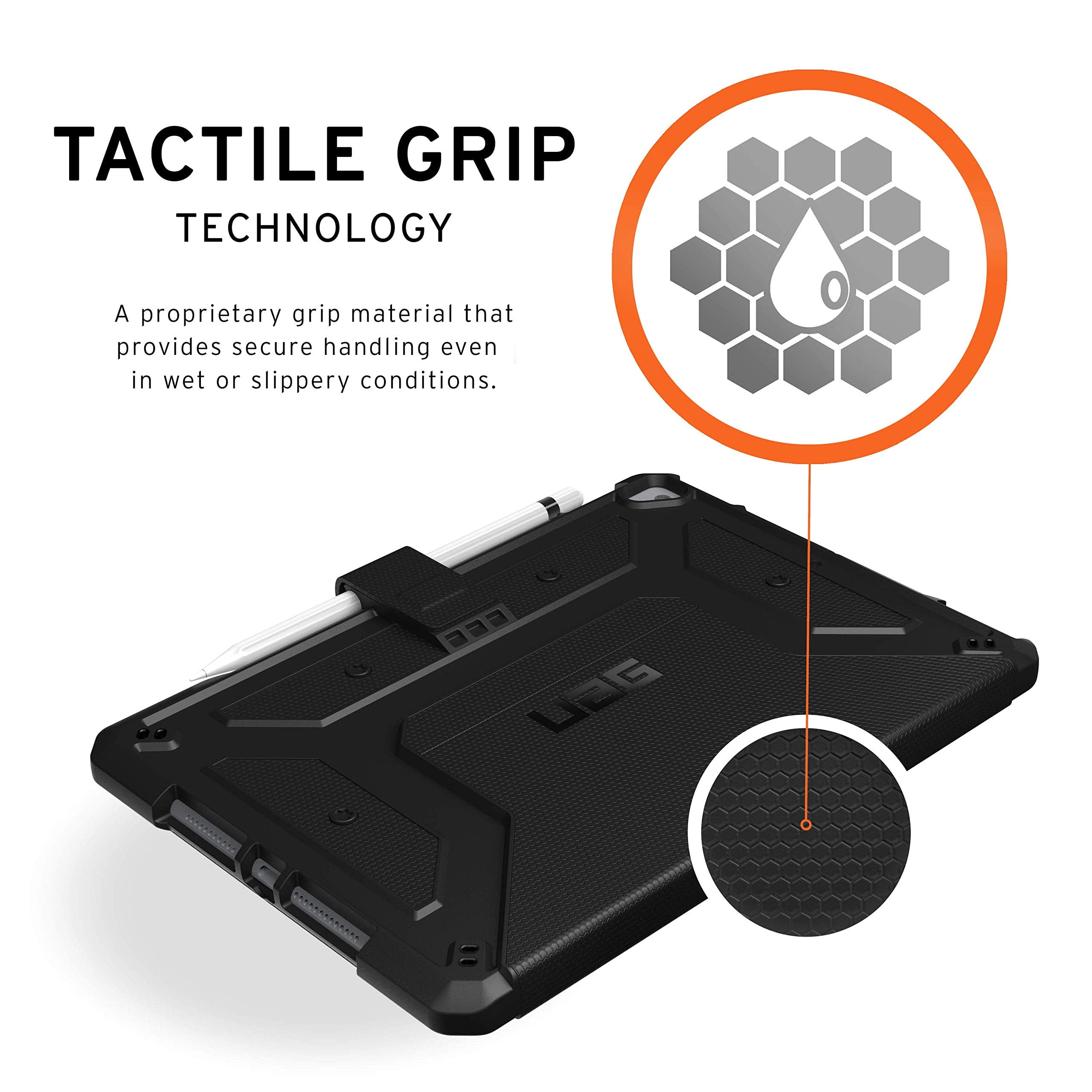 UAG iPad 10.2 Case Black, 9th Generation 2021, 8th Gen 2020, Rugged Heavy Duty Protective Durable Folio Cover & Kick Stand, w/ Pencil Stylus Holder, Metropolis Series