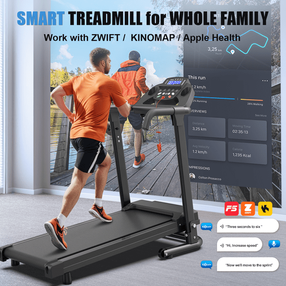 FYC [Treadmill Clearance] Foldable Portable Treadmill for Home & Office, Compact Folding Treadmill 300 LBS Capacity, App Control, Small Space