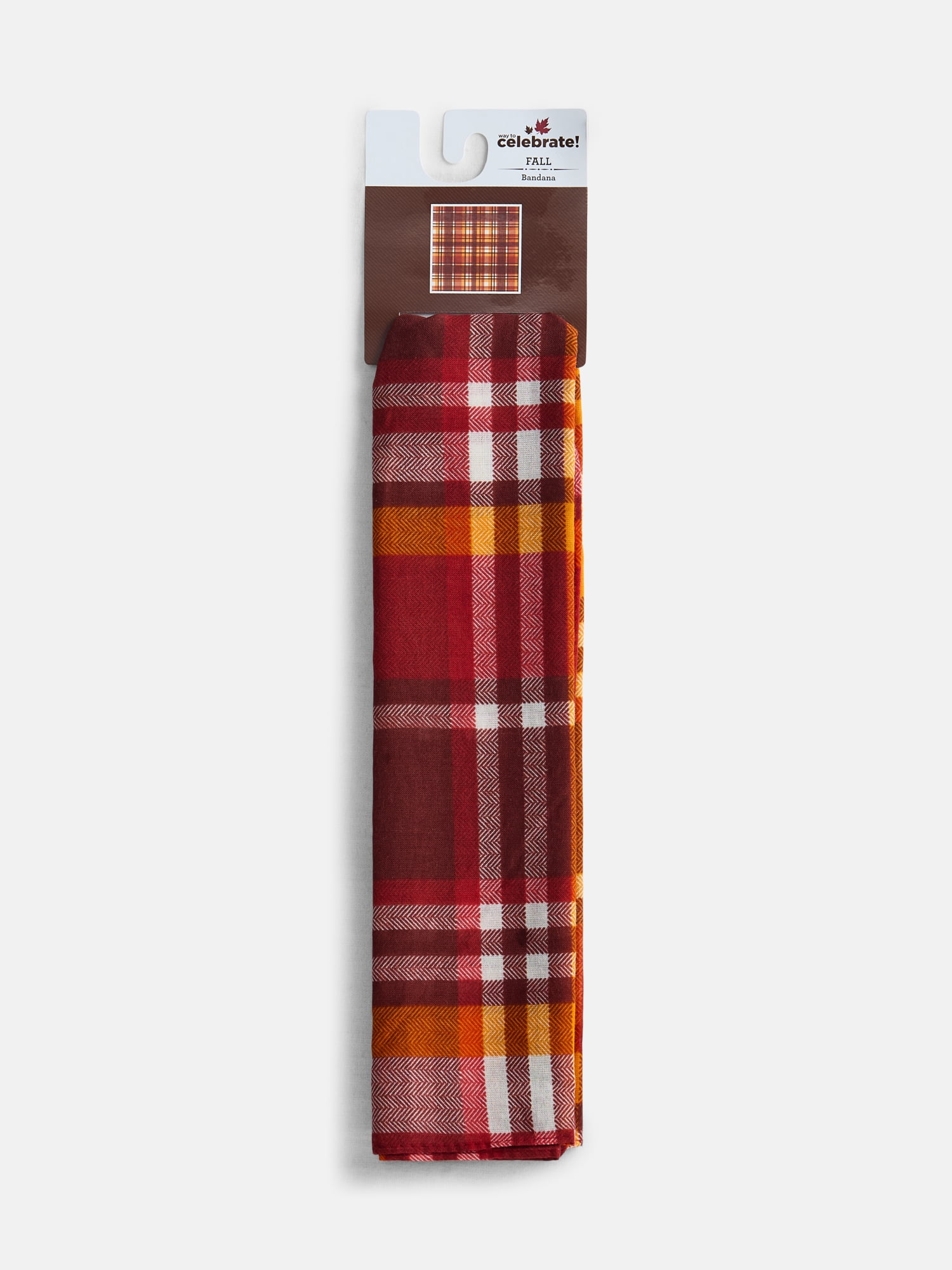 Way To Celebrate Thanksgiving Women’s Harvest Plaid Bandana, One Size, Rust