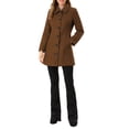 thumbnail image 2 of INSPIRE CHIC Women's Coat Single Breasted Long Sleeve Tunic-length Winter Outwear with Pockets XS Brown, 2 of 8