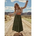 thumbnail image 4 of ZPQMNB Womens Boho Maxi Skirt,Ruffled Maxi Skirt,High-Waisted Belted Folds Long Skirt With Pockets，Suitable For Beach Vacation, 4 of 5