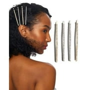 Kitsch Rhinestone Bobby Pins for Women, Stylish and Decorative Hair Accessories | Extra Long Rhinestone Hair Clips for Events - Wedding, Bridal Shower, Prom, and Party - Set of 4, Gold and Silver