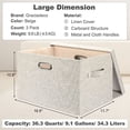 thumbnail image 3 of Large Quart Collapsible Stackable Storage Bins with Lids 3 Packs Beige Linen Fabric Closet Boxes with Lids Storage Cube Baskets Container Organizers for Bedroom Office 16.6 x 11.7 x 10.8, 3 of 7