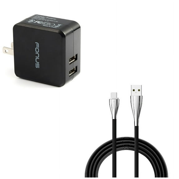 2-Port USB 17W Home Charger w Power Cord Type-C 6ft USB Cable M8R for Samsung Galaxy Tab S5e 10.5 S4 10.5 Note 10 Plus A 10.1 (2019) Fold A20 A10e - Sony Xperia 5 10 Plus 1