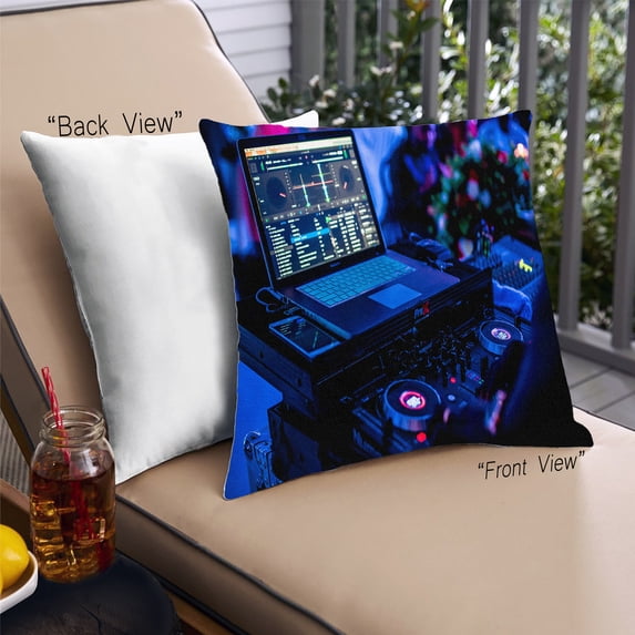 Ahgly Company Music DJ Outdoor Throw Pillow, 18 inch by 18 inch