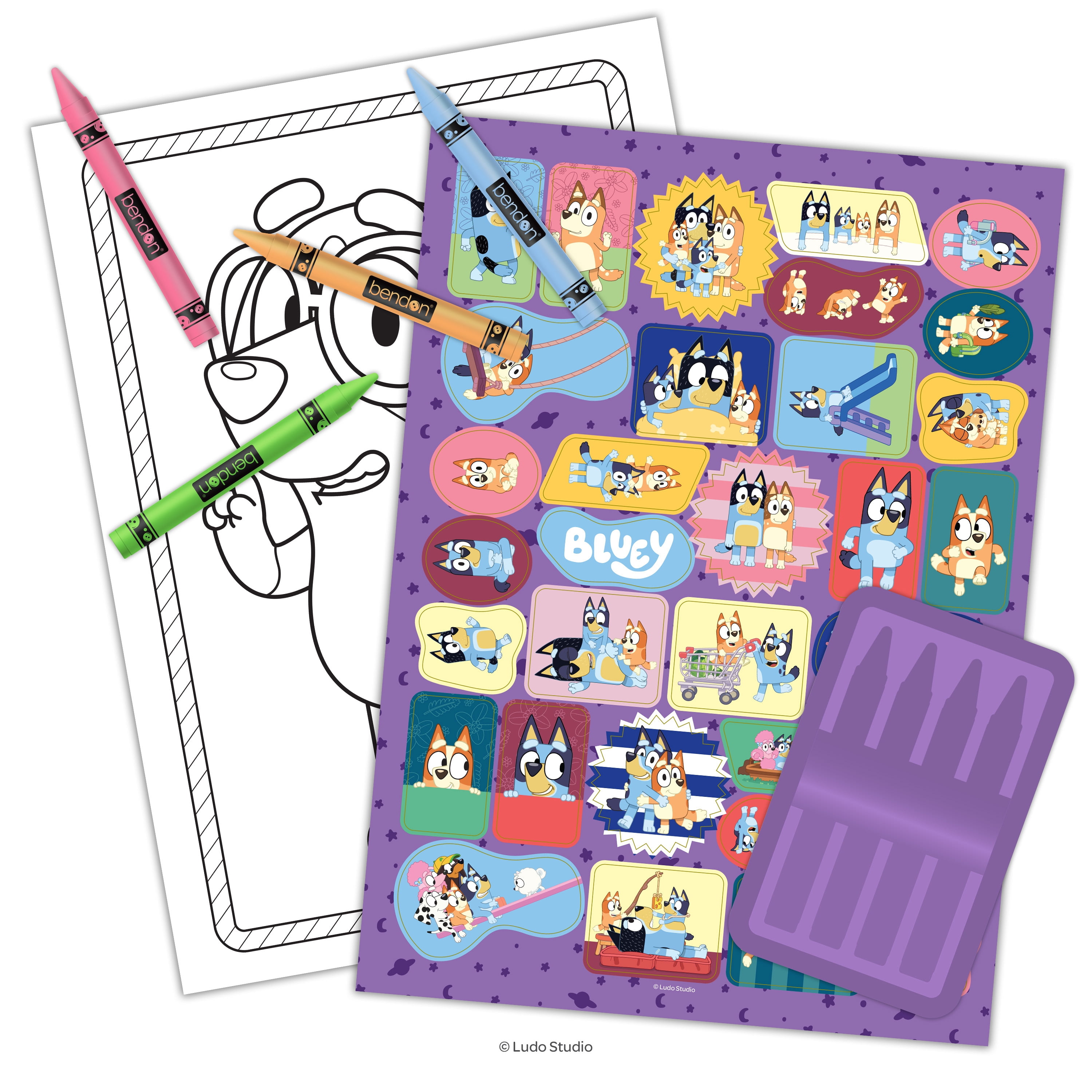 Bluey 48-Page Coloring Book with 4 Crayons, Paperback by Bendon