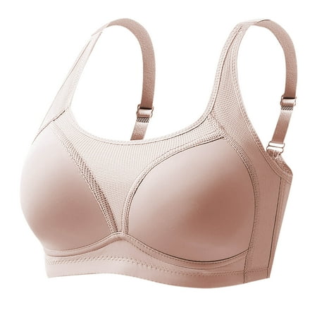 Wireless Bras Plus Size  Xunlbb Woman s Embroidery Thin Style Ventilate Large Size Bra Without Steel Rim(Beige M)